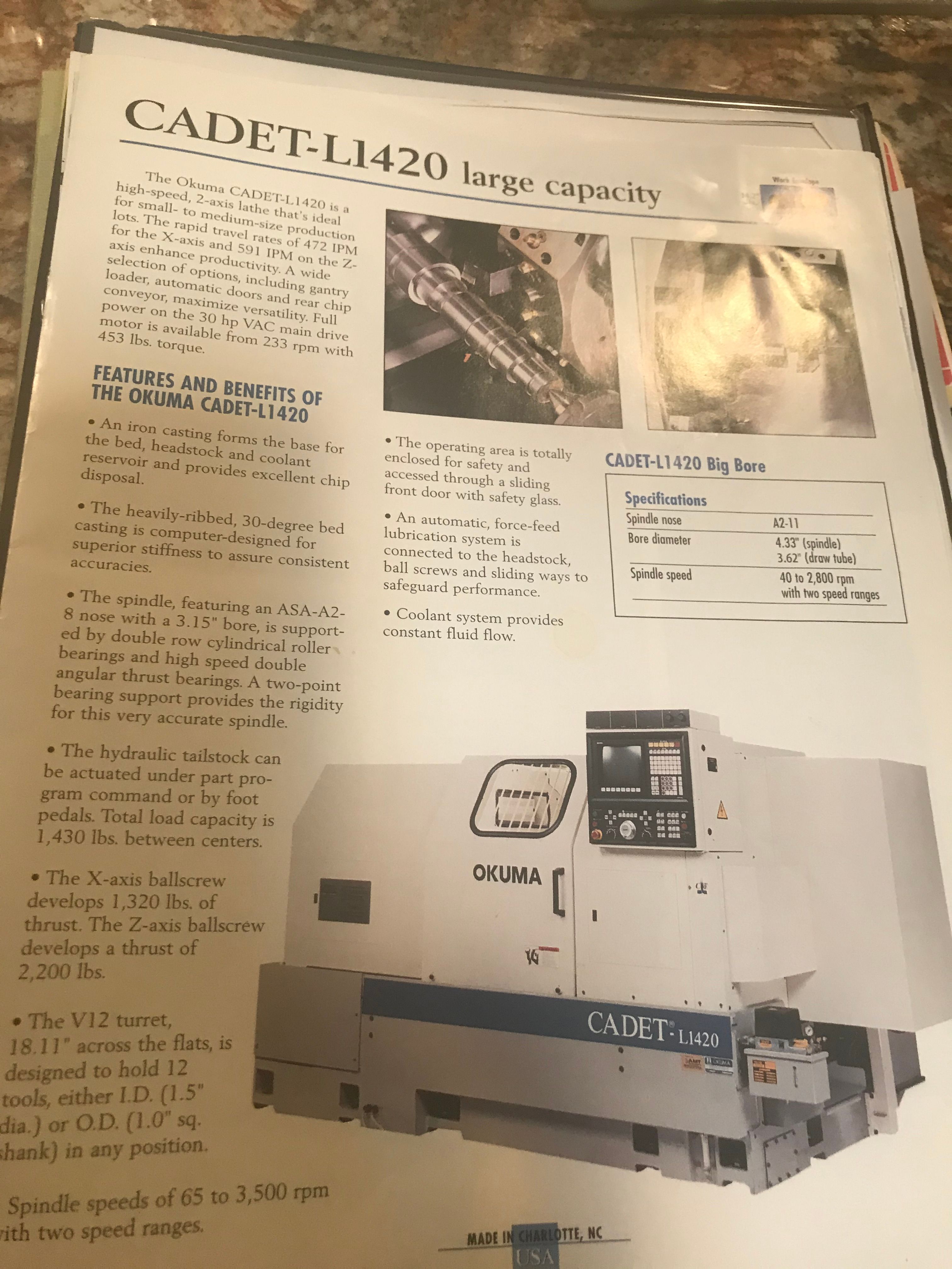 Used OKUMA L1420 CNC Lathe #5650